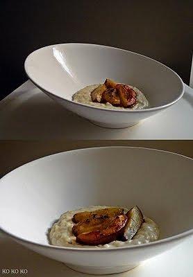 Kokosowe risotto z pieczonymi śliwkami