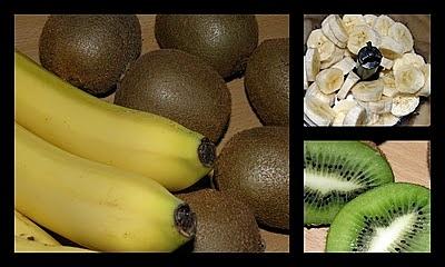 Koktajl z bananów i kiwi na gęsty jogurt