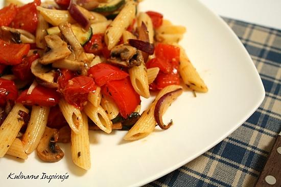 Penne z pieczonymi warzywami
