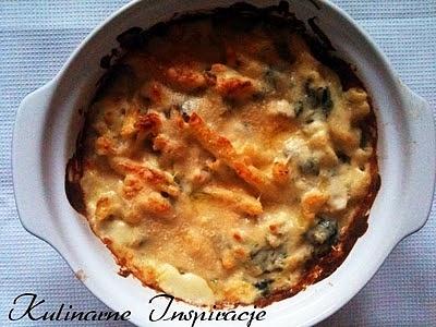 Zapiekanka makaronowa z dorszem i szpinakiem