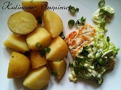 Dorsz w sosie porowo-śmietanowym