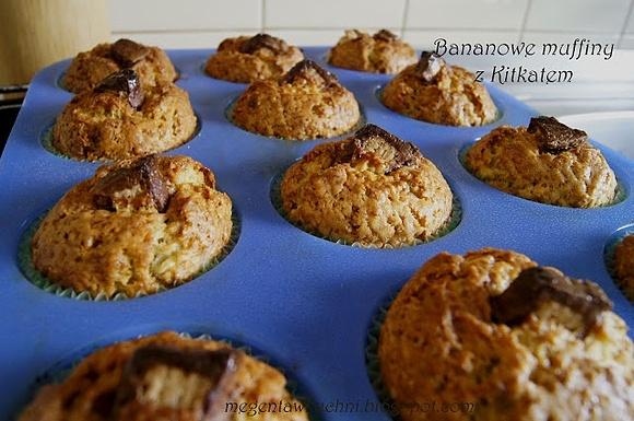 Bananowe muffiny z KitKatem