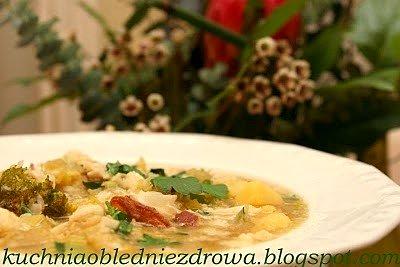 Gęsta zupa z wędzonym halibutem
