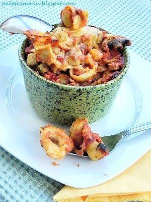 Tortellini zapiekane w sosie pieczarkowo-pomidorowo-śmietanowym