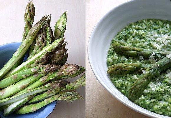 Risotto verde ze szparagami i szpinakiem