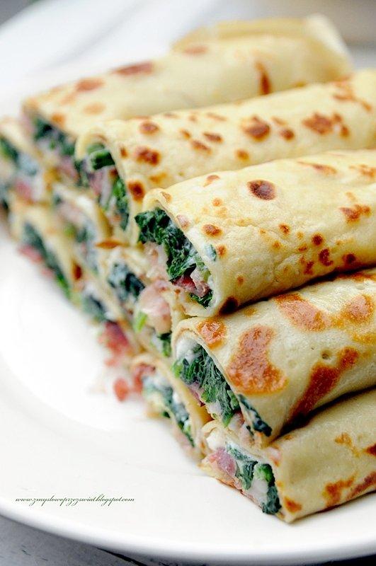Wytrawne naleśniki ze szpinakiem fetą i szynką parmeńską