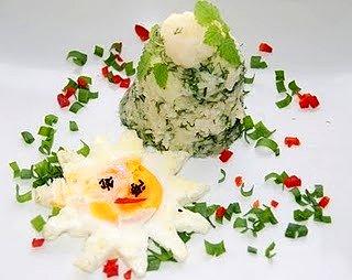 Słoneczko na puree kalafiorowo-ziemniaczanym