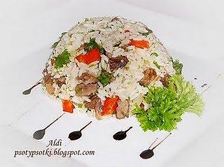 Risotto z wołowiną, papryką i serem Gorgonzola