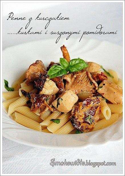 Penne z kurczakiem, kurkami i suszonymi pomidorami