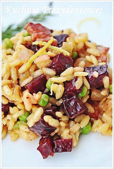 Risotto z buraczkiem boczkiem i groszkiem