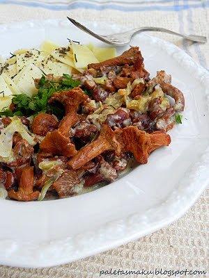 Łazanki z kapustą i kurkami w sosie śmietanowo-pieprzowym