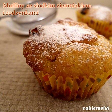 Muffiny ze słodkim ziemniakiem i rodzynkami