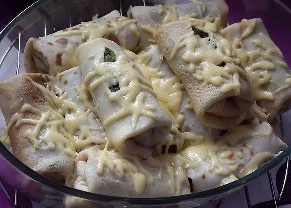 Naleśniki ze szpinakiem, serem feta i serem białym