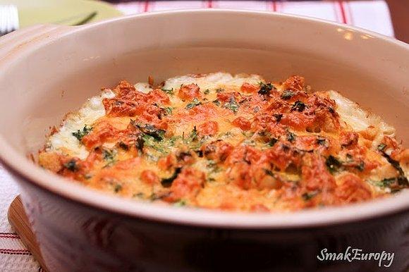 Gratin z łososiem i porem