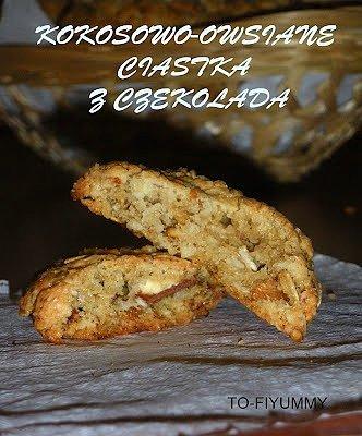Kokosowo-owsiane ciastka z czekoladą