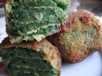 Krokieciki ziemniaczane ze szpinakiem