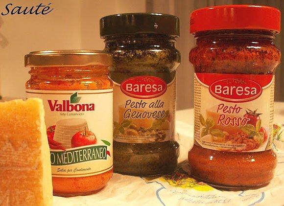 Penne z zielonym pesto