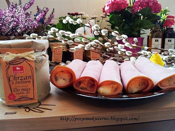 Roladki z szynki z sosem chrzanowo-imbirowym