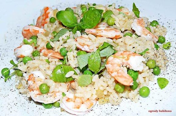 Risotto z krewetkami i groszkiem