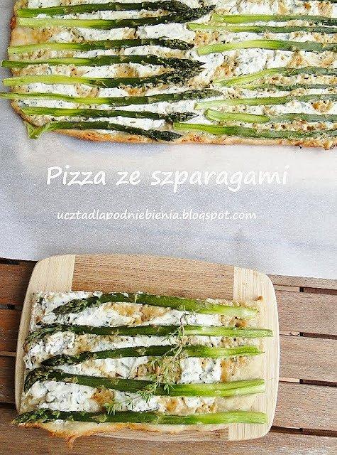 Pizza ze szparagami i białym sosem