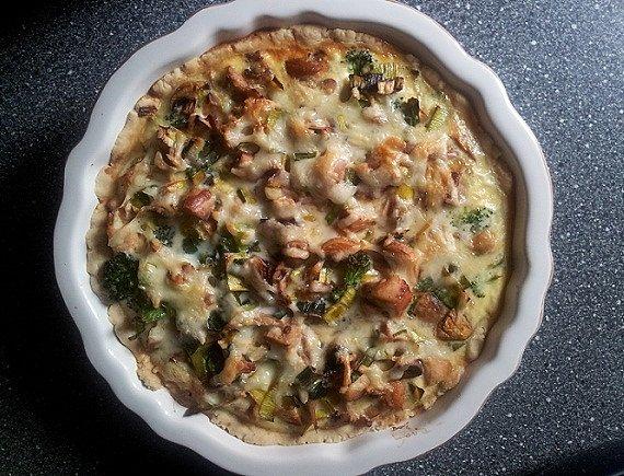 Tarta z kurczakiem brokułami i pieczarkami