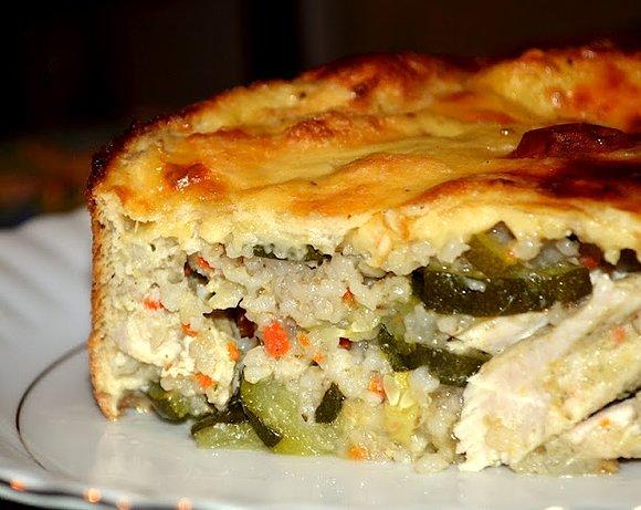 Zapiekanka z kaszą, kurczakiem i cukinią