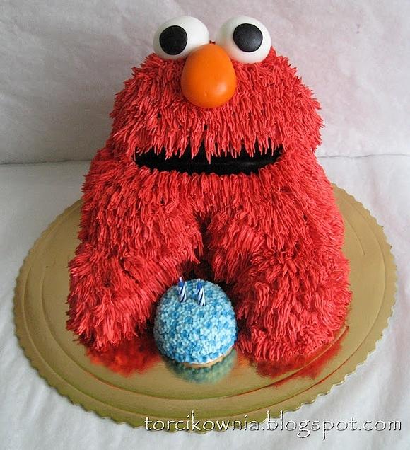 Tort Elmo 3d z kremem i masą cukrową na urodziny dziecka