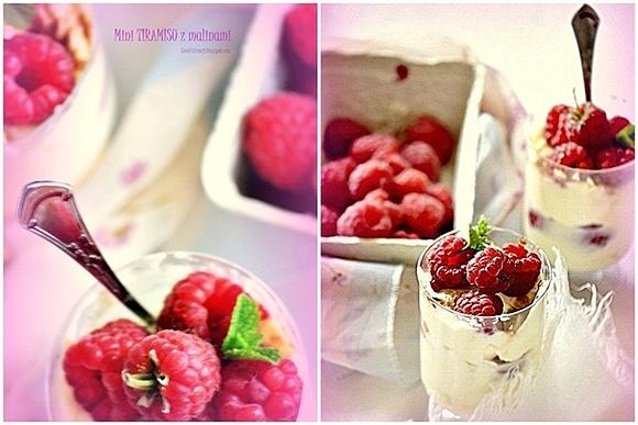 Mini tiramisu z malinami dla dużych