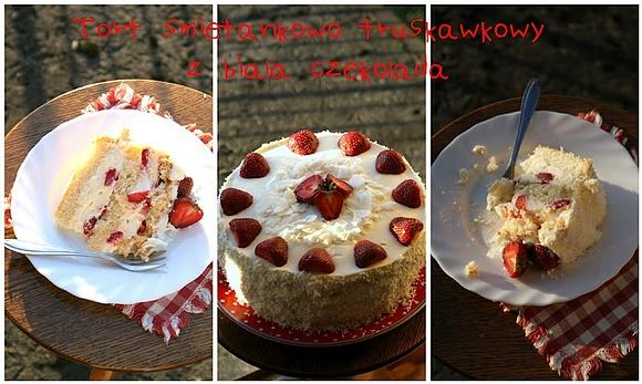 Tort śmietankowo-truskawkowy z białą czekoladą