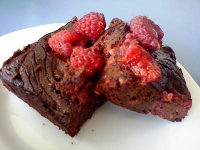 Brownies z malinami