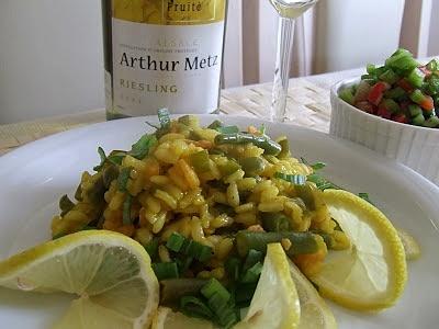 Cytrynowe risotto z krewetkami i winem Riesling