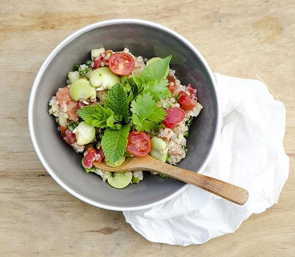 Quinoa z bobem na parze