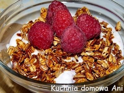 Jogurt z płatkami owsianymi i malinami