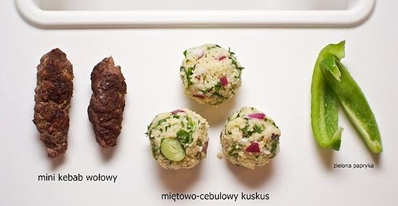 Mini kebab wołowy z mięta i kuskusowe kulki