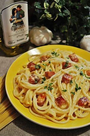 Spaghetti z jajkami i pancettą