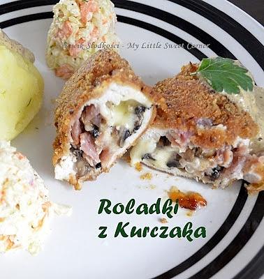 Roladki z kurczaka nadziewane boczkiem pieczarkami serem