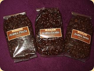 Coffea kawa - arabica mocha etiopia, excelso kolumbia, santos brazylia