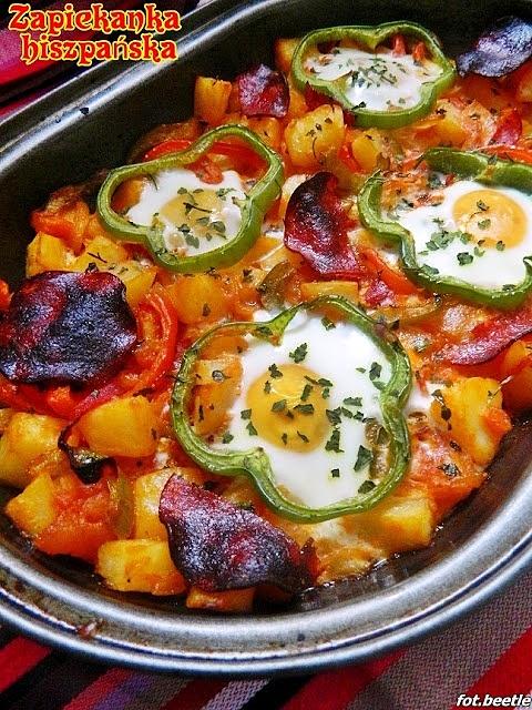 Zapiekanka ziemniaczana z hiszpańskim akcentem, pomidorami i pepperoni