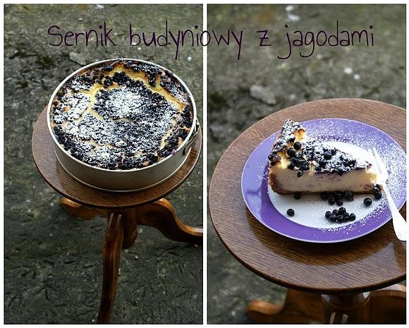 Sernik budyniowy z jagodami