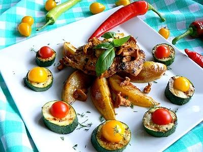 Grillowana pierś z indyka z pierzynką z gruszki i kurkami