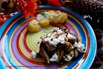 Grillowany bakłażan z pieczarkami