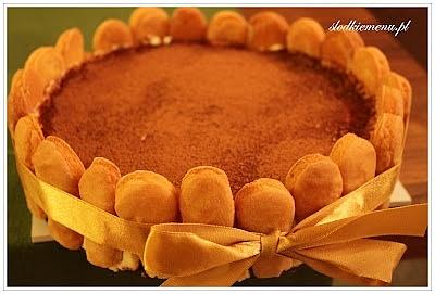 Tort tiramisu z musem truskawkowym