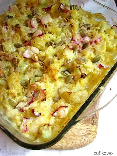 Curry pieczone ziemniaki z kalafiorem