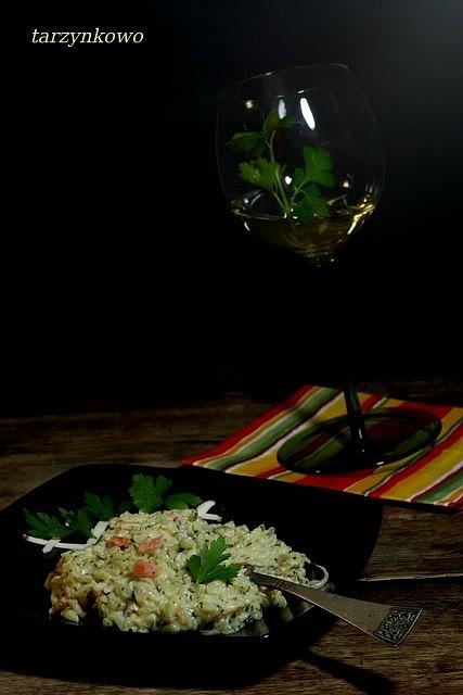 Zielone risotto z wędzonym łososiem