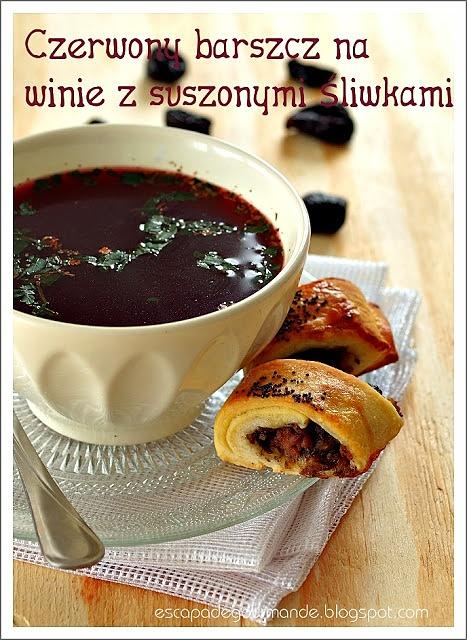 Barszcz czerwony ze śliwkami i czerwonym winem