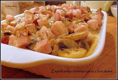 Zapiekanka ziemniaczana z boczkiem i pieczarkami