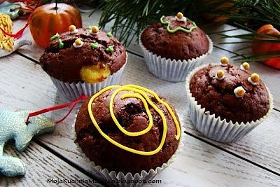 Muffiny murzynki z waniliowym budyniem
