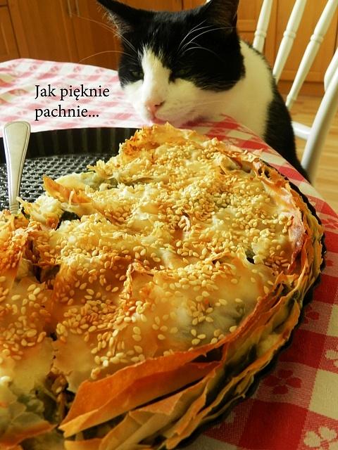 Zapiekanka z ciasta filo i szpinaku