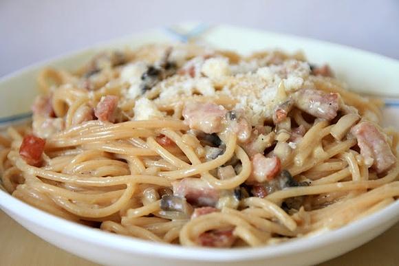 Spaghetti carbonara ze śmietaną