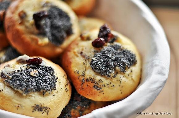 Mini drożdżówki z makiem i żurawiną
